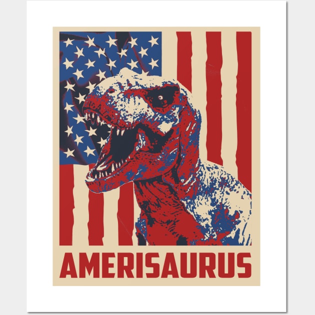 Amerisaurus 4th Of July Wall Art by mia_me